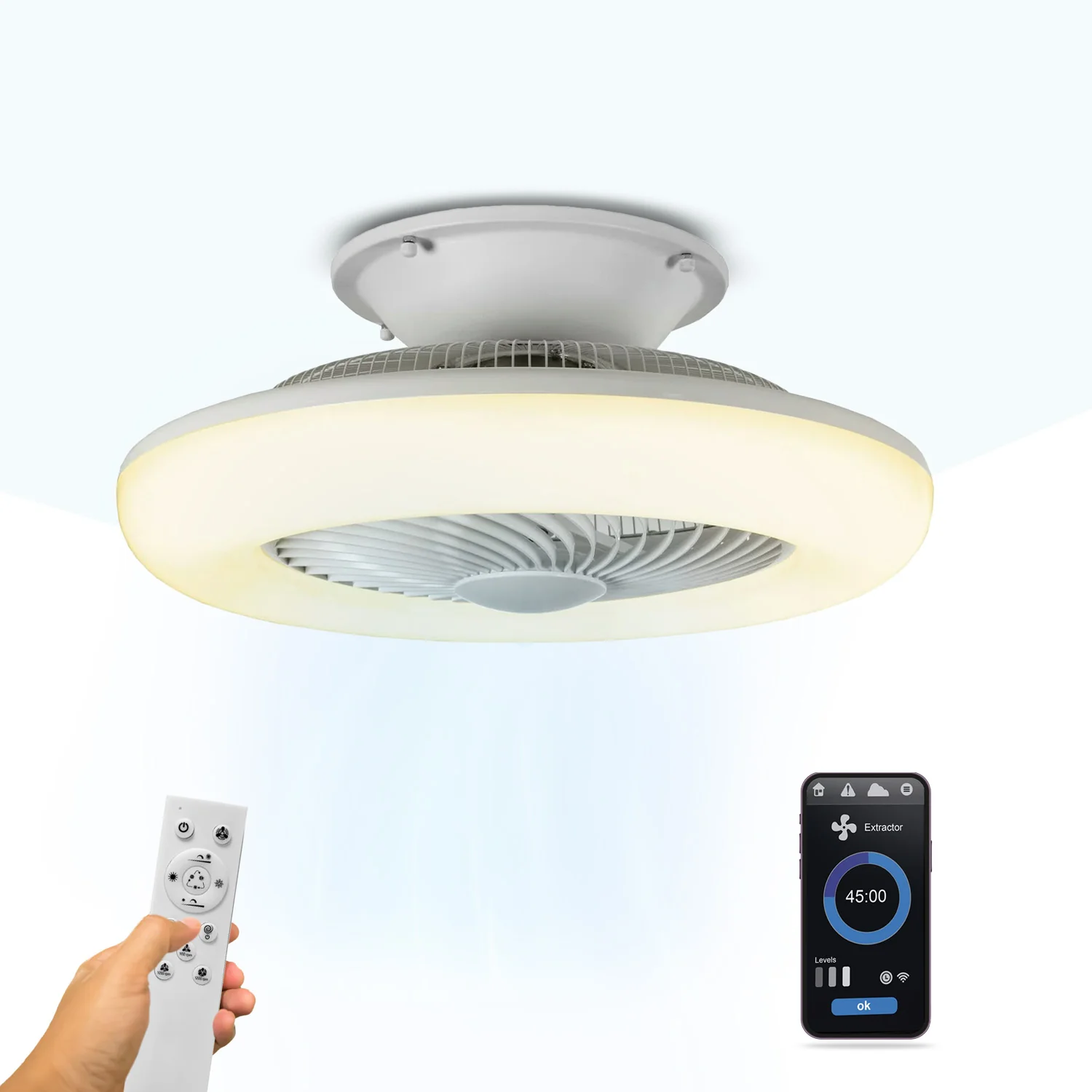 Image of Ventilatore Soffitto LED Telecomando e App 
