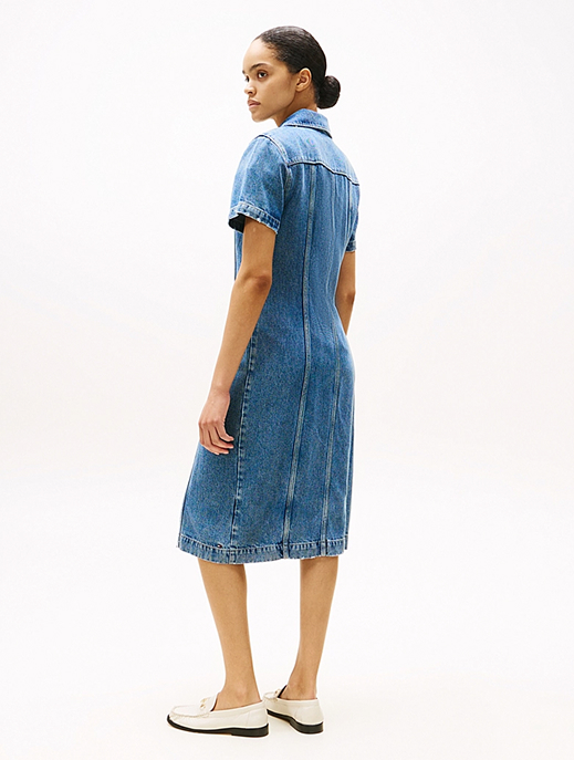 Chemisier midi a maniche corte in denim