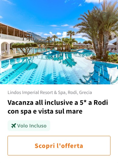 Vacanza all inclusive a 5* a Rodi con spa e vista sul mare