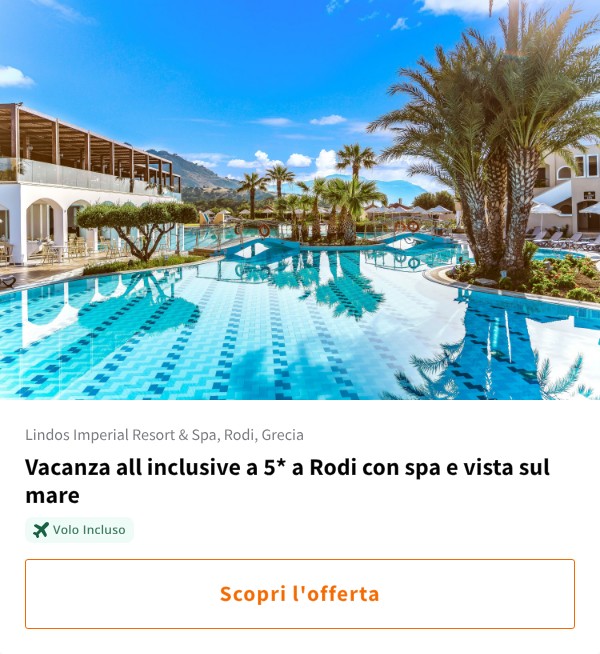Vacanza all inclusive a 5* a Rodi con spa e vista sul mare