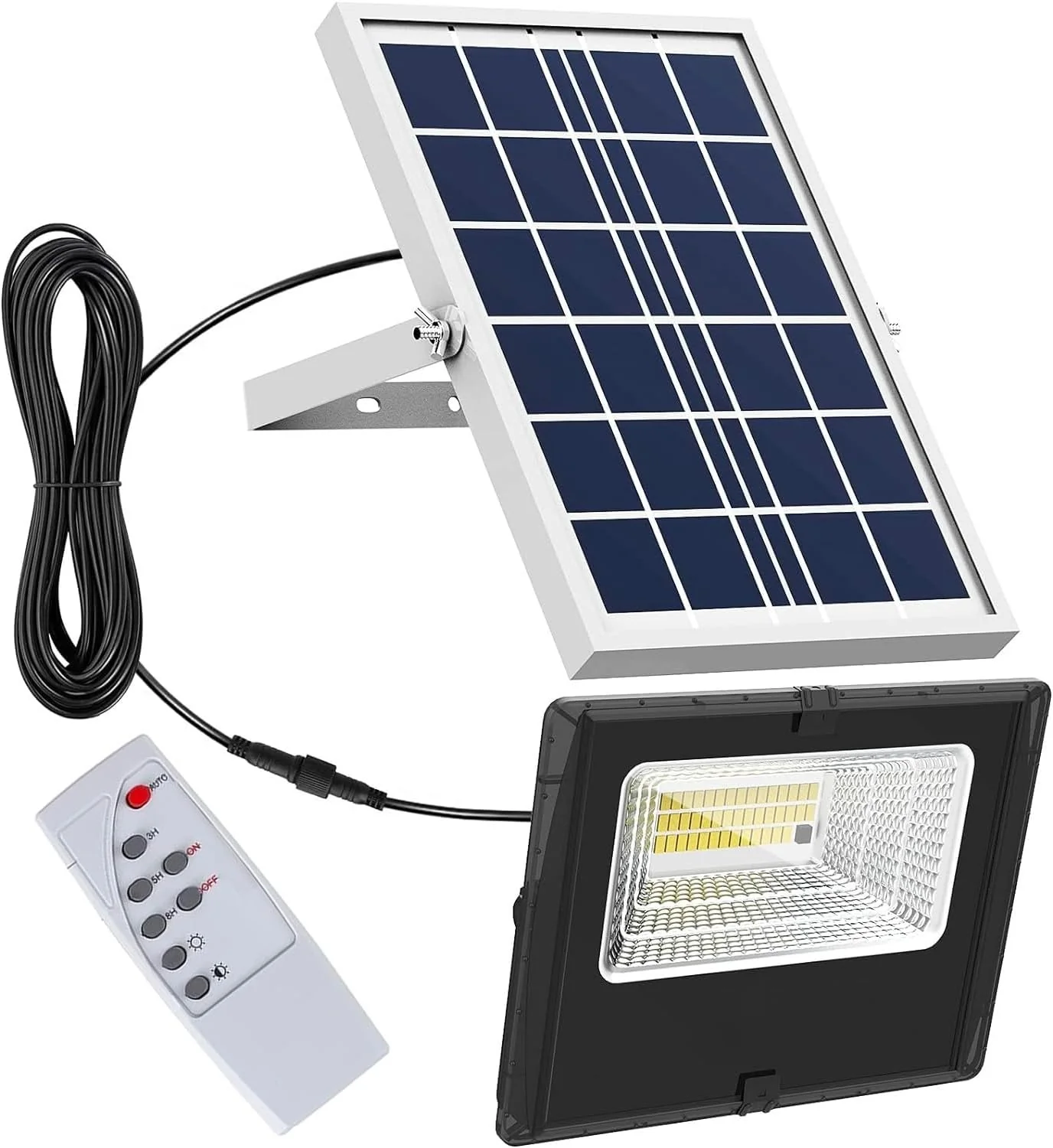 Image of Faretto Solare LED 40W IP66 Crepuscolare con Telecomando e Timer