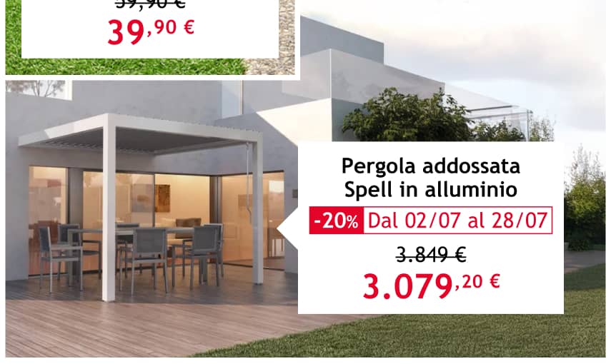 pergola addossata SPELL in alluminio