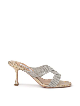 Sandali Mules Gatsby con Intreccio Gioiello in Cristalli Aquazzurra