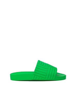 Sandali Slippers con Stampo Intreccio in Verde Bottega Veneta
