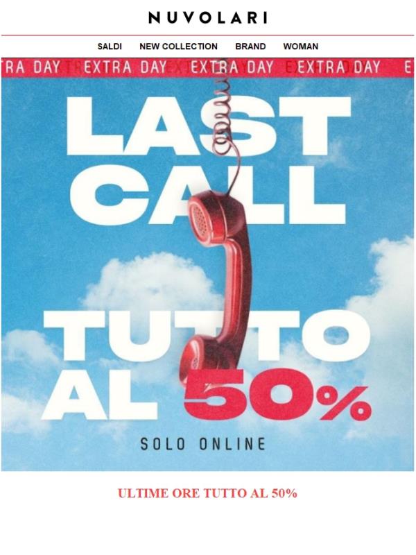 ULTIME ORE TUTTO AL 50%