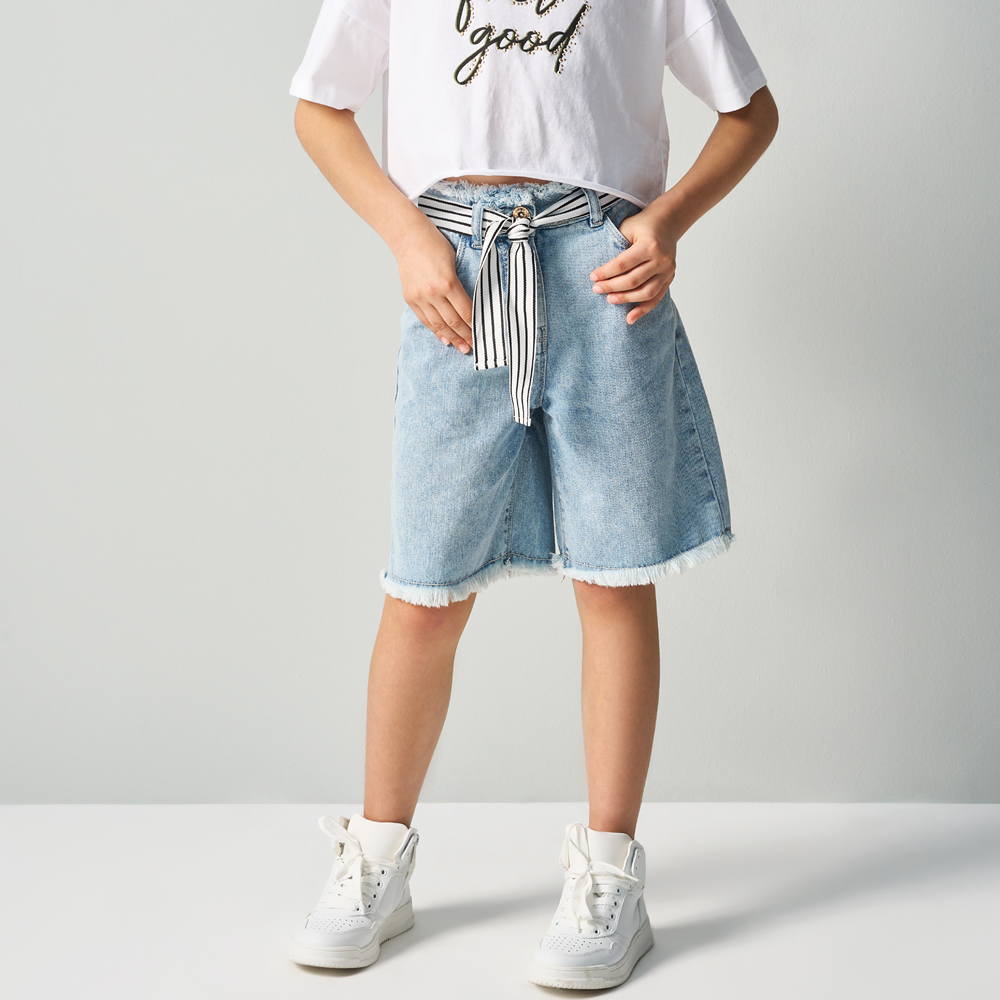 Image of BERMUDA DENIM SFRANGIATA 4B854 RAGAZZA IDO