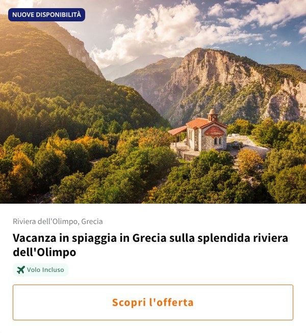 Vacanza in spiaggia in Grecia sulla splendida riviera dell'Olimpo