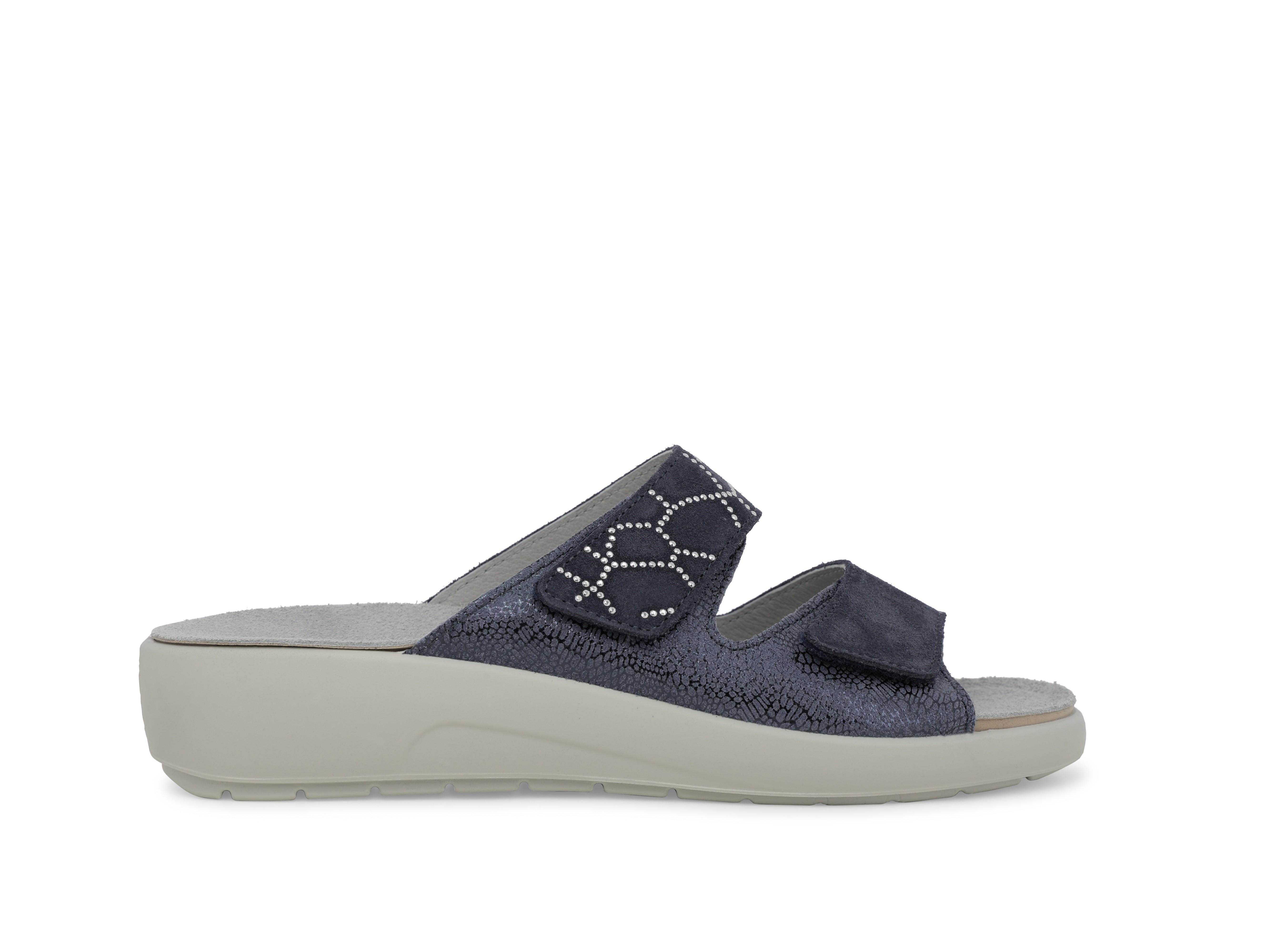 Ciabatta donna in camoscio blu q60238