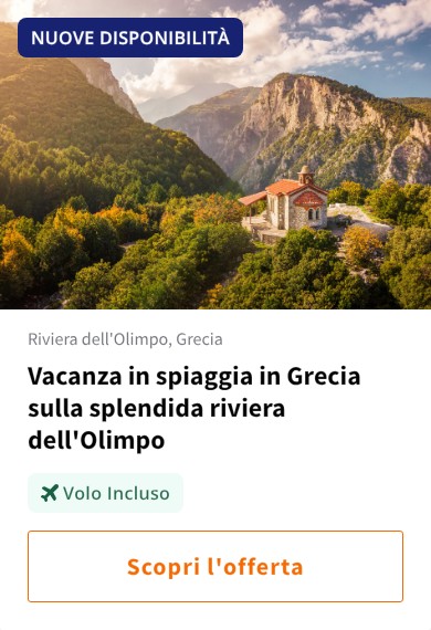 Vacanza in spiaggia in Grecia sulla splendida riviera dell&#x27;Olimpo