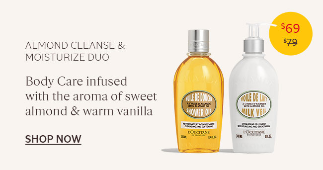ALMOND CLEANSE & MOISTURIZE DUO | BODY CARE INFUSED WITH THE AROMA OF SWEET ALMOND AND WARM VANILLA | SHOP NOW