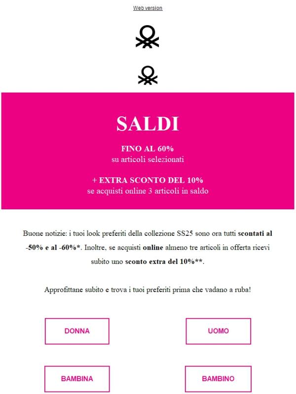 Tutto al -50% e al -60%: più saldi che mai