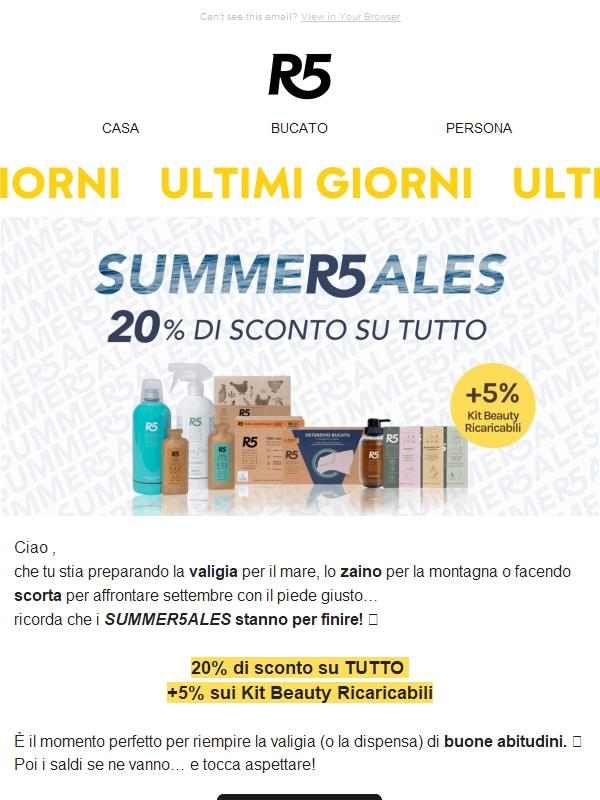 🚨Ultimi giorni di SUMMER5ALES! Sconti da -20%!