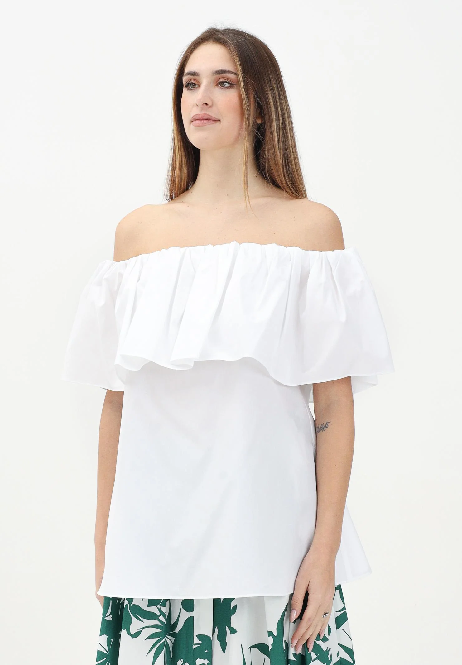Image of MAX MARA Blusa bianca da donna con balza