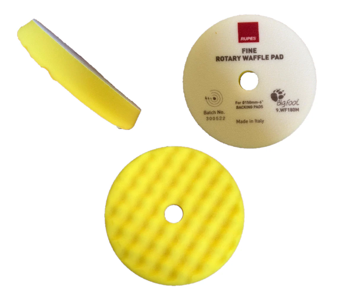 Image of Rupes Tampone Bugnato Ondulato 9.WF180M Per Lucidatura 155mm Giallo