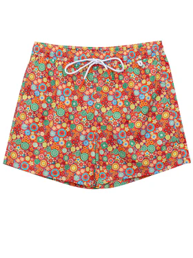 Costume Boxer con Stampa Fiori Multicolor Isaia