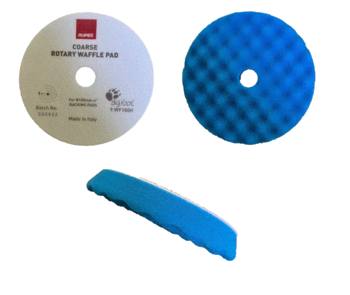 Image of Rupes Tampone Bugnato Ondulato 9.WF180H Per Lucidatura 155mm Blu