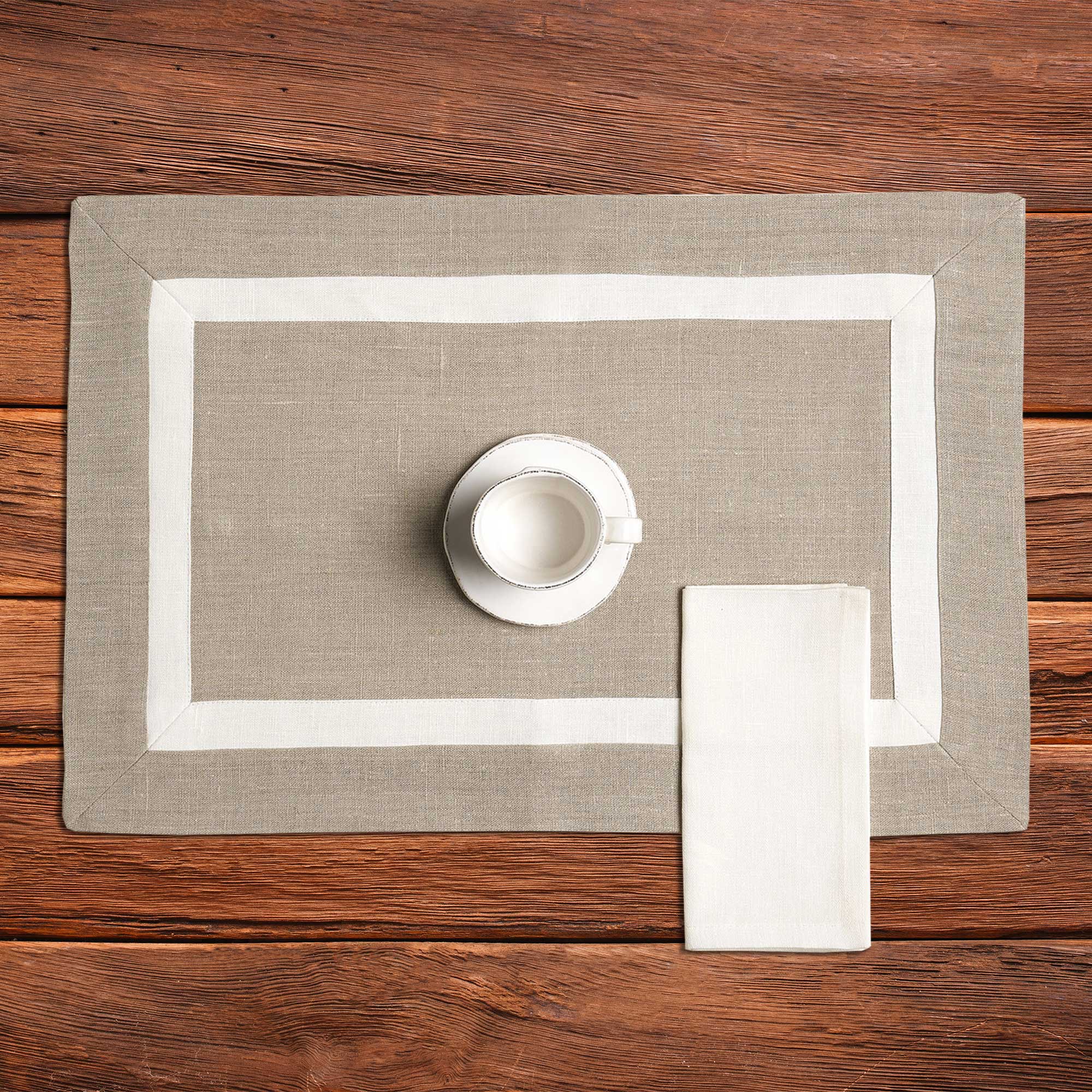 Image of Set 2 Americani in Puro Lino con <br>Balza Interna in Contrasto - Sole