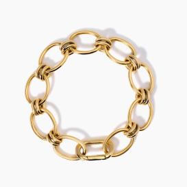 STYLE 06   Bracciale in acciaio dorato con catena a maglie larghe alternate