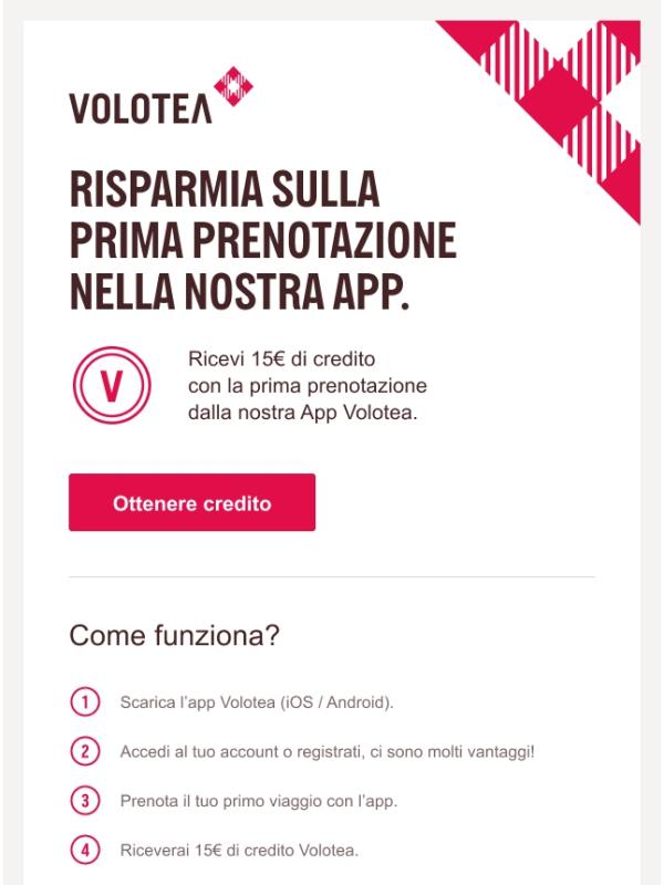 Ottieni 15€ di sconto sul tuo primo volo! Sconto sui viaggi con la nostra app.