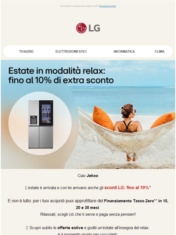 🌞 Estate in modalità relax: fino al 10% extra sconto