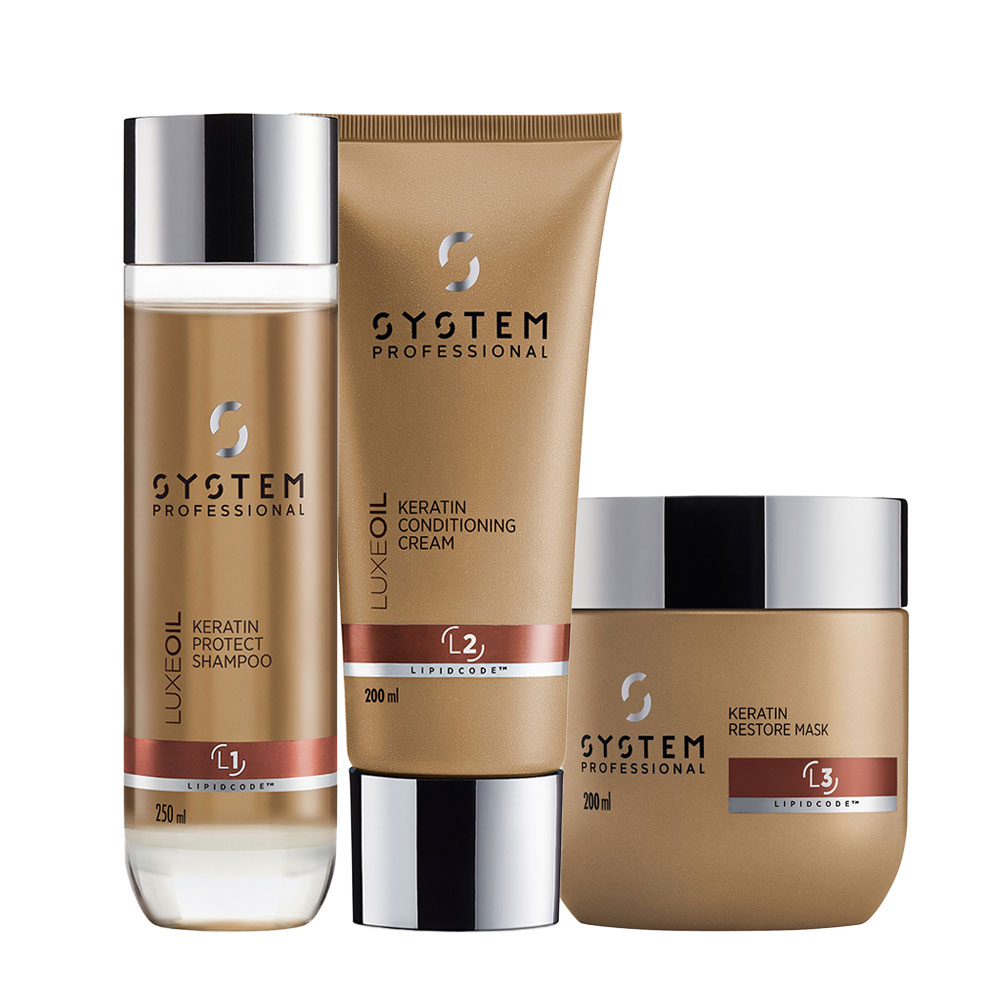 Image of System Professional LuxeOil Keratin Protect Shampoo 250ml Cream 200ml Mask 200ml