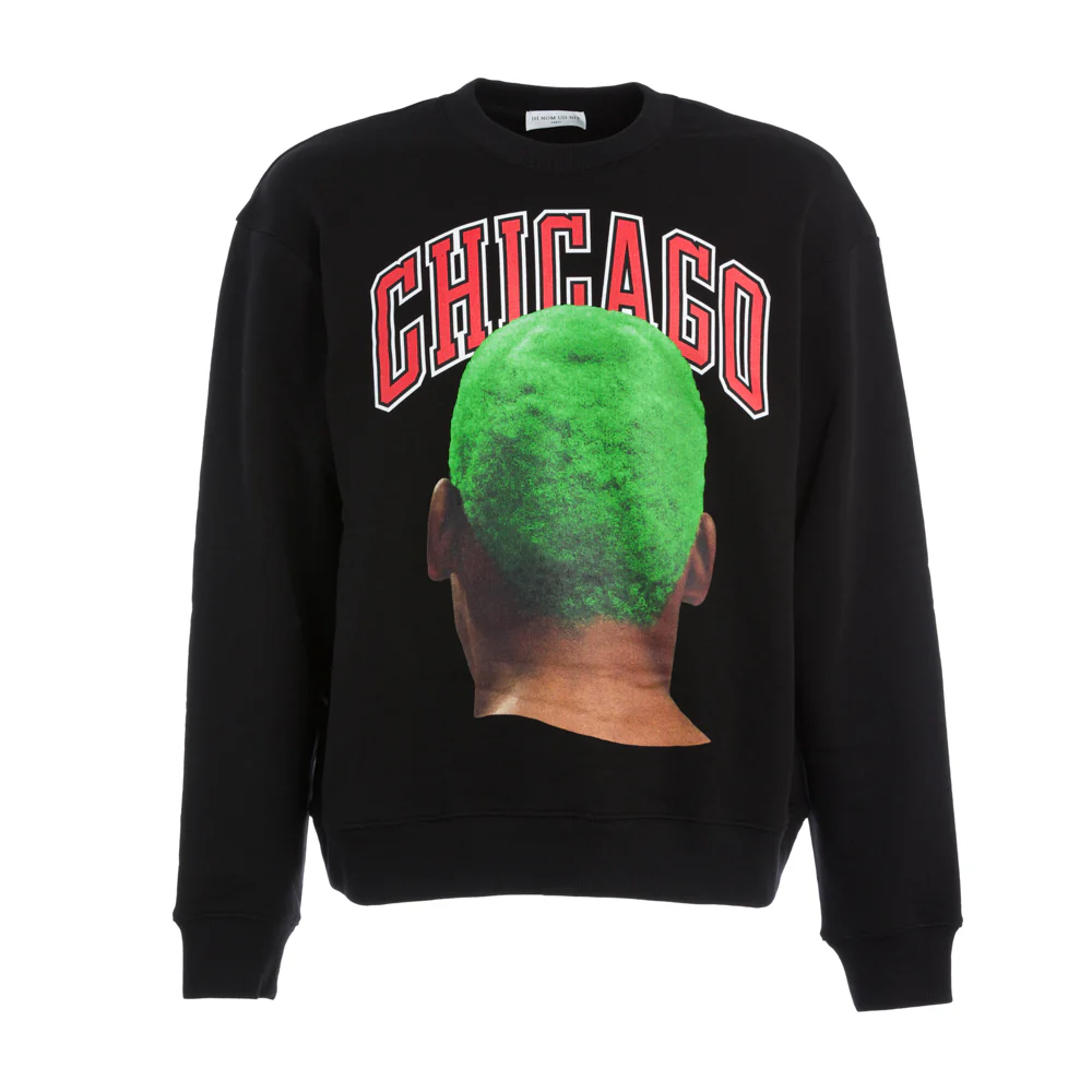 Felpa Girocollo Stampa Chicago Nero