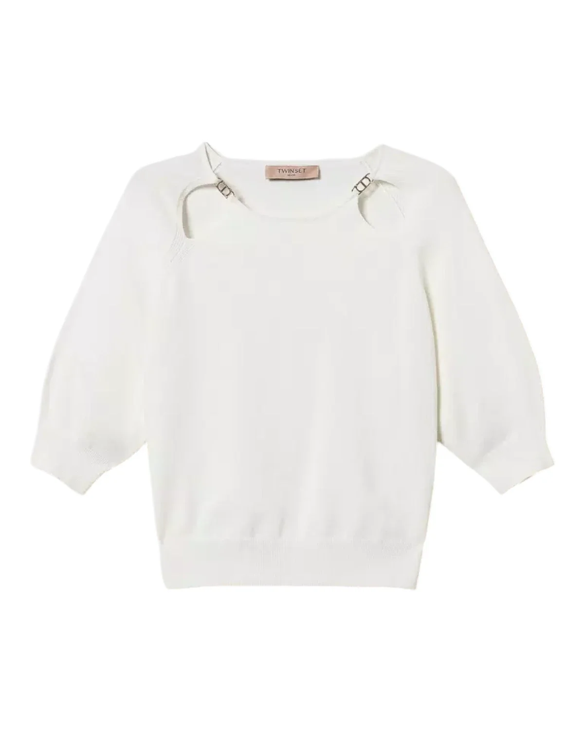 Image of Maglia con cut-out e logo Oval T in metallo
