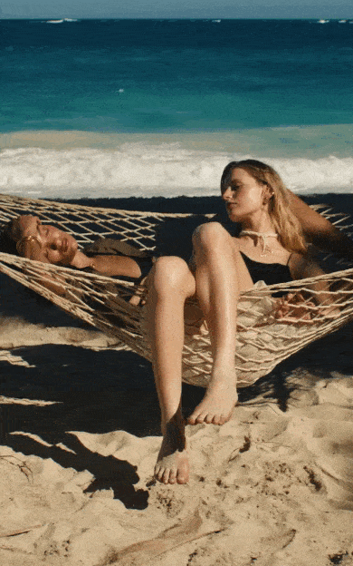 Models on the beach