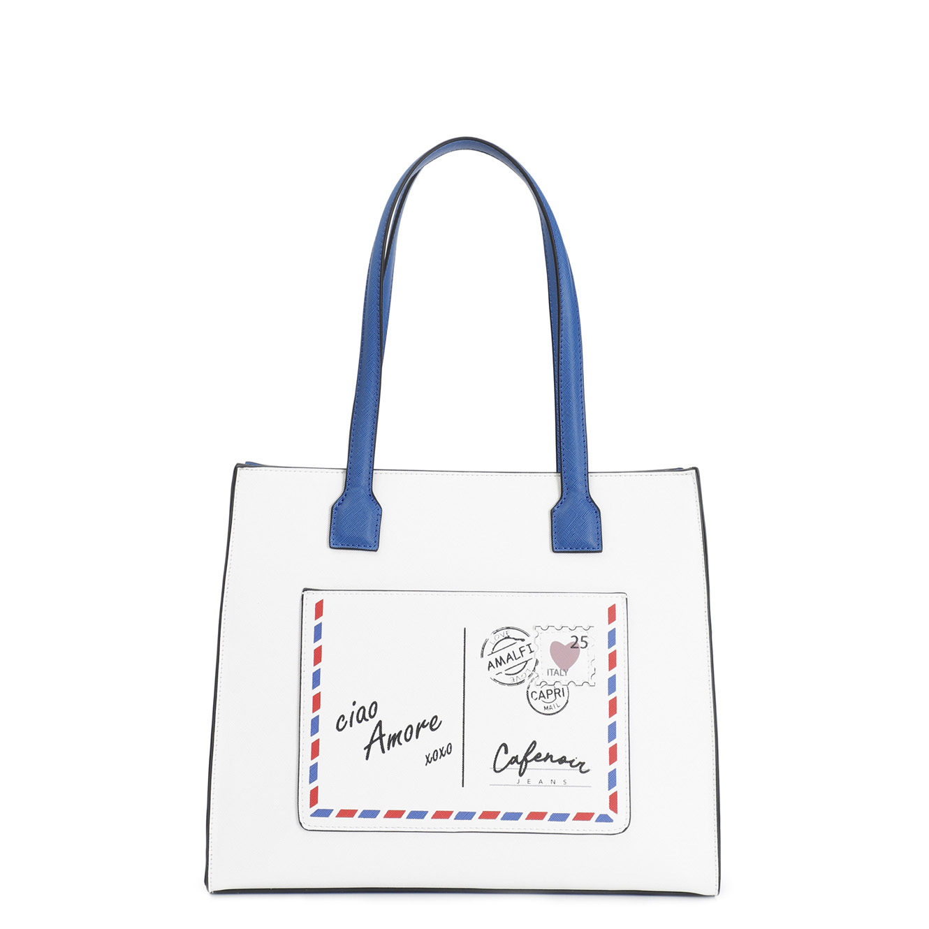 Image of borsa shopping bag con tasca applicata con stampa multicolor