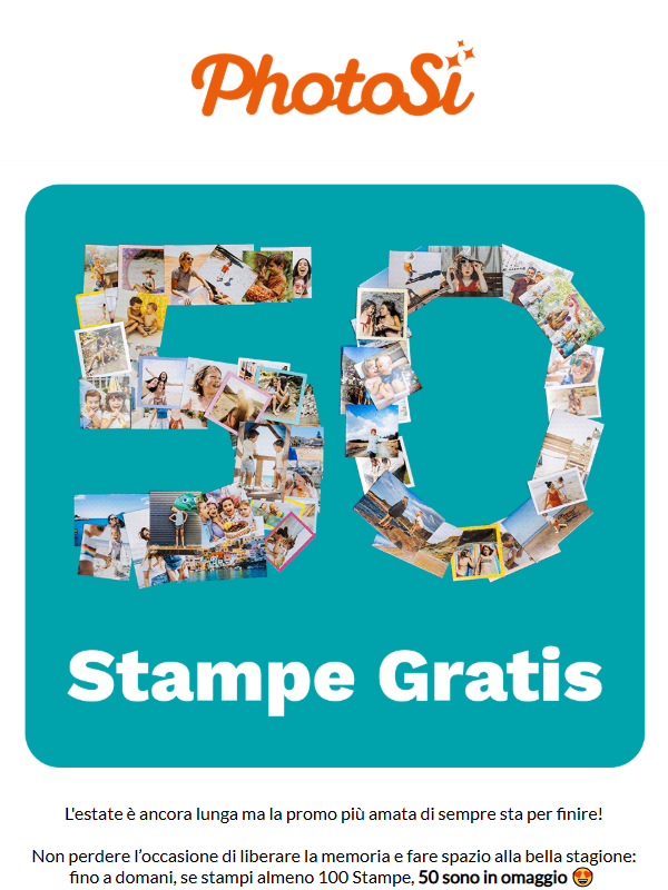 Scade domani 😱 50 Stampe gratis