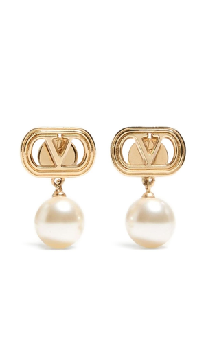 VLogo earrings with swarowski pearls