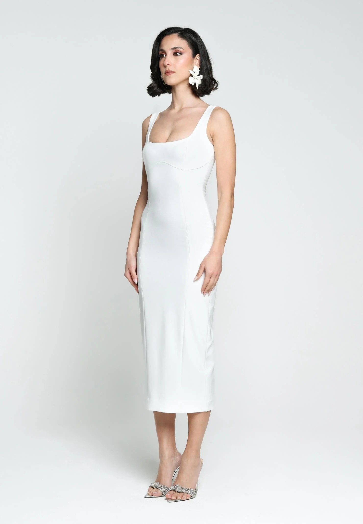Image of SANTAS Abito midi COTTON CANDY bianco da donna