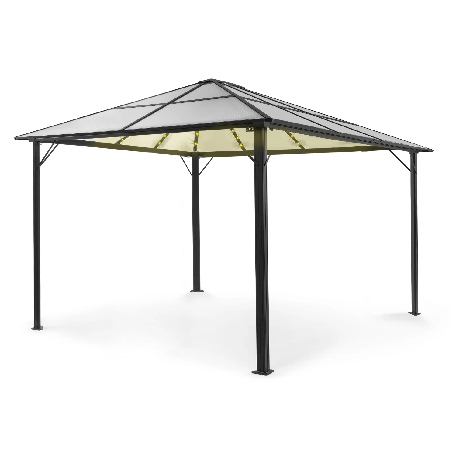 Blumfeldt Pantheon Solid Sky Ambient Solar Gazebo con tetto grigio 3x4m