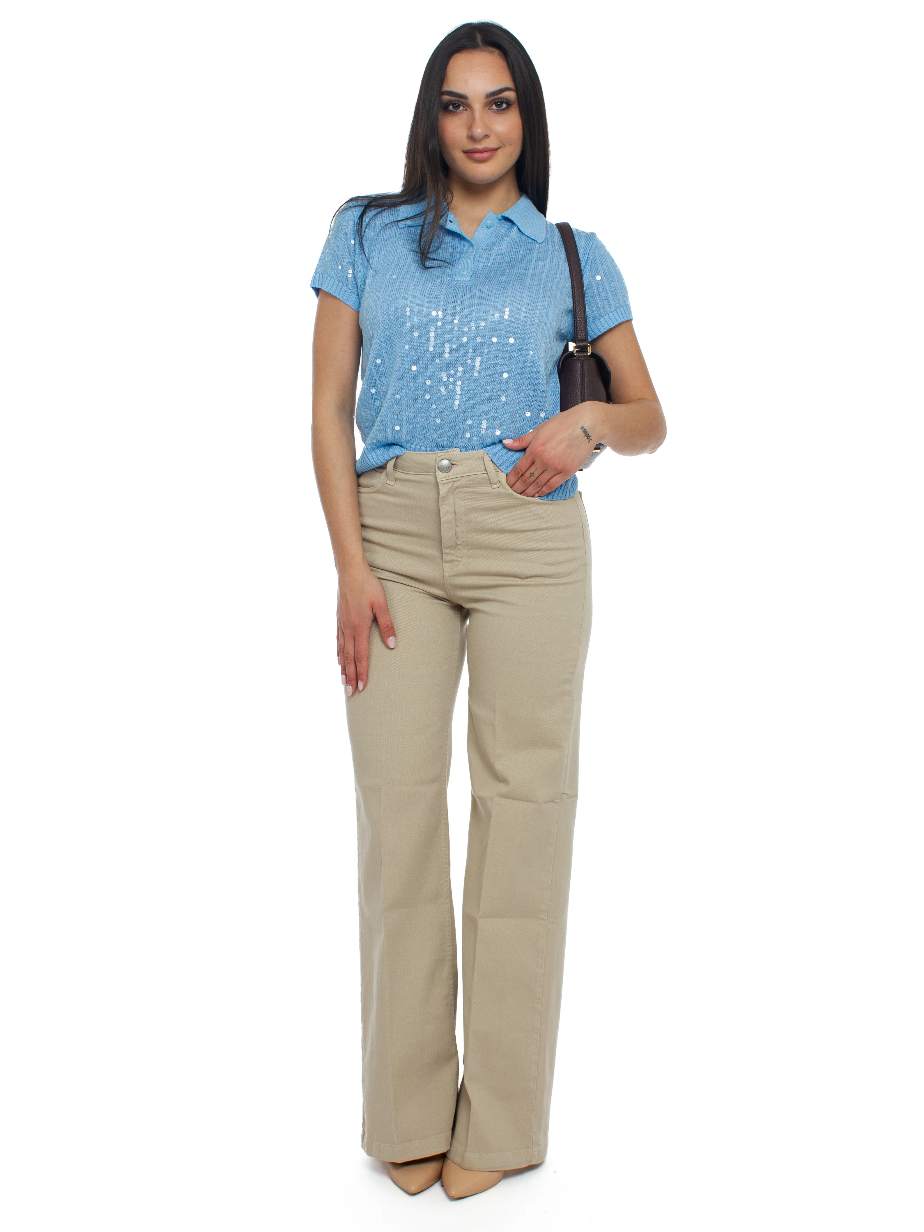 Image of Polo in maglia con paillettes Rinascimento