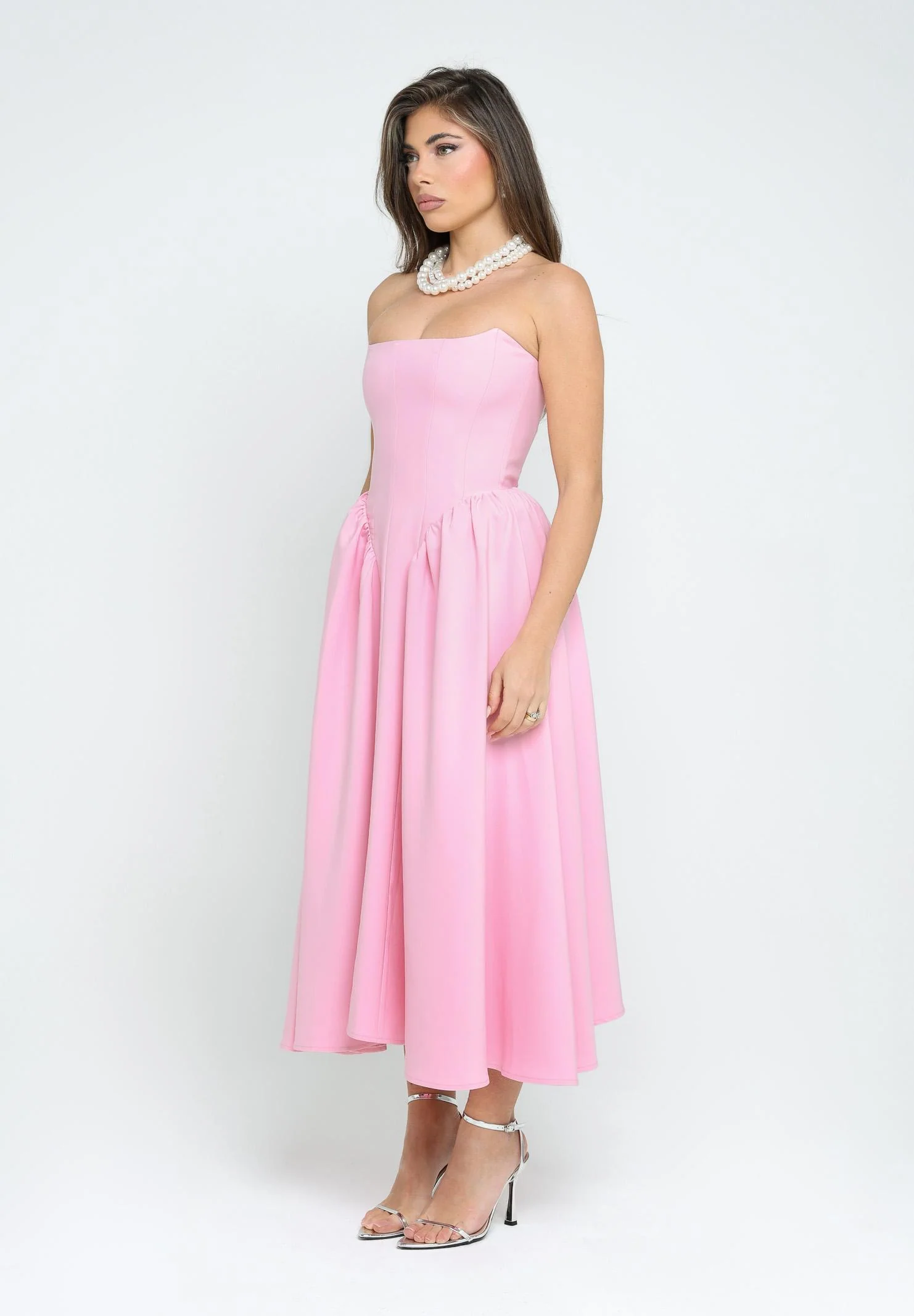 Image of SANTAS Abito midi MARSHMALLOW rosa da donna