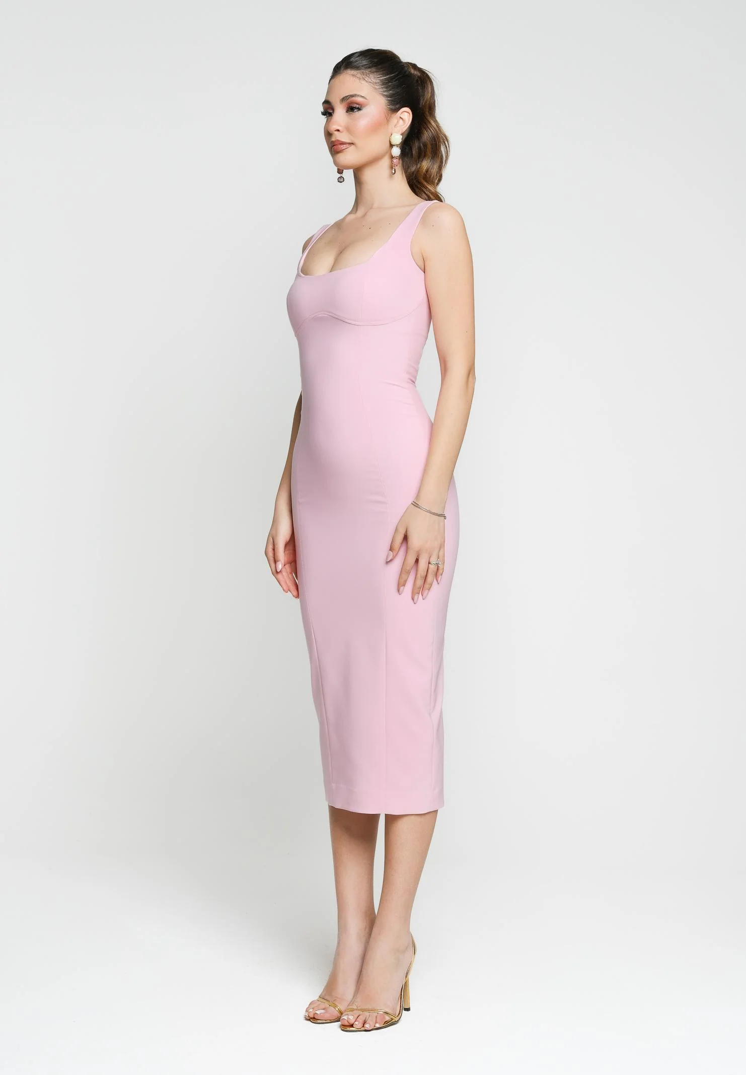 Image of SANTAS Abito midi COTTON CANDY rosa da donna