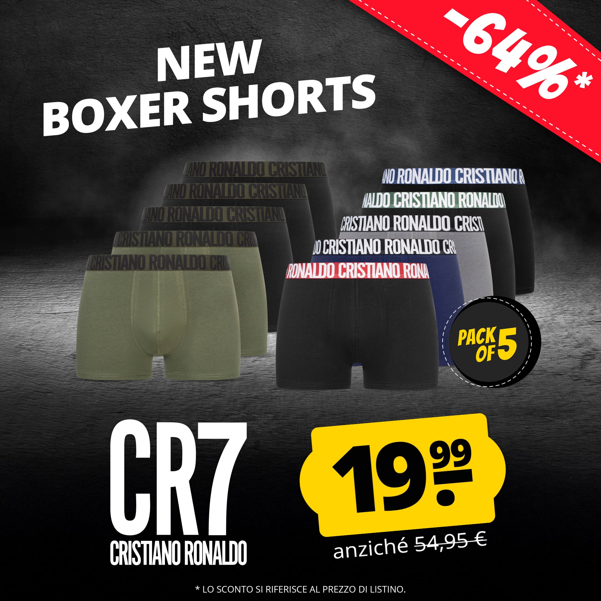 cr7 cristiano ronaldo uomo boxer set da 5