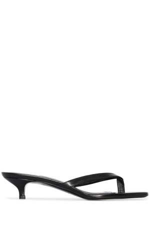 Leather heeled thong sandals