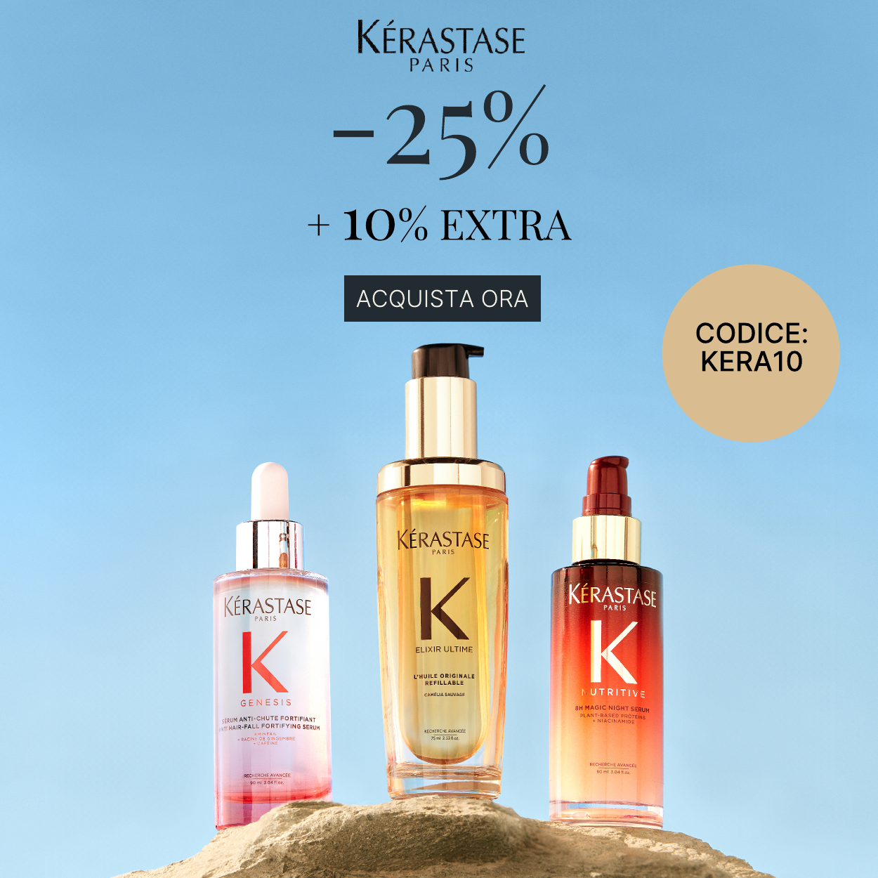 25 per cento di sconto su kerastase piu 10 per cento extra