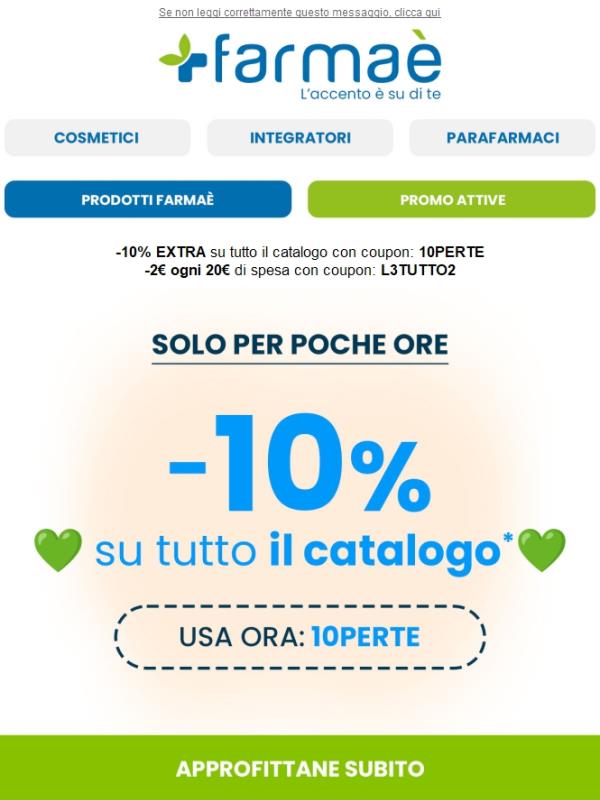 🩵-10% su tutto e -2€ di sconto ogni 20€