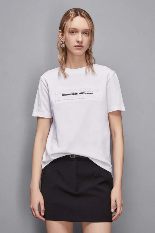 T-Shirt con Logo Frontale / Bianco