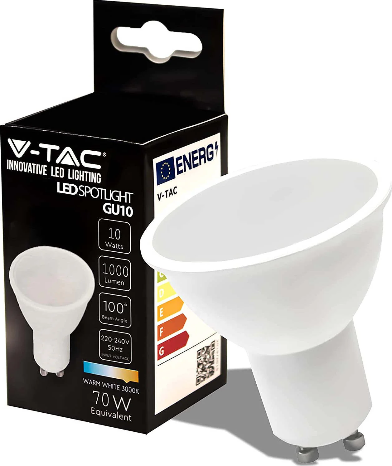 LAMPADINA LED GU10 10W FARETTO SPOTLIGHT SMD CHIP SAMSUNG V-TAC VT-271