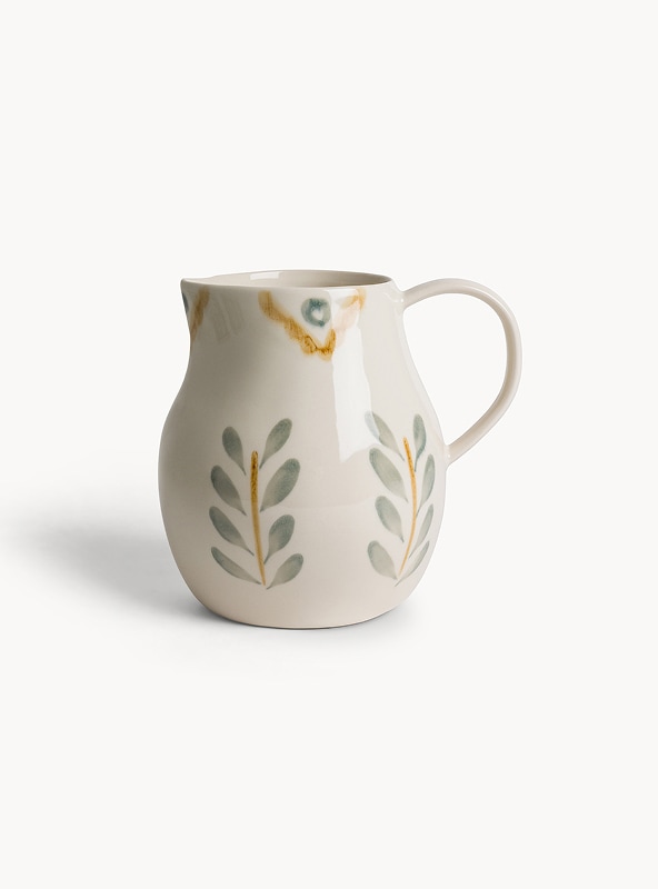 Caraffa ceramica stoneware dipinto a mano con motivi floreali