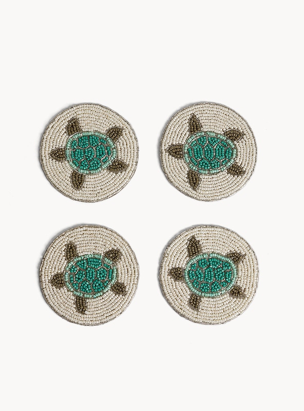 Set 4 sotto bicchieri dettaglio tartaruga con perline