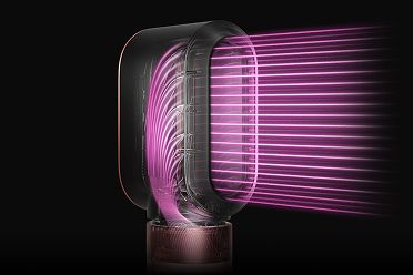 L’accessorio per un’asciugatura rapida 2x Dyson con immagini rosa che mostrano il suo potente flusso d’aria.