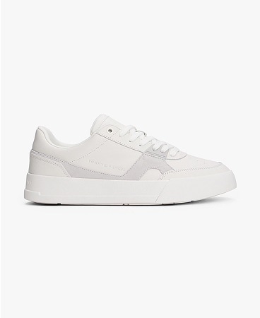 Sneakers in pelle con sezione a contrasto