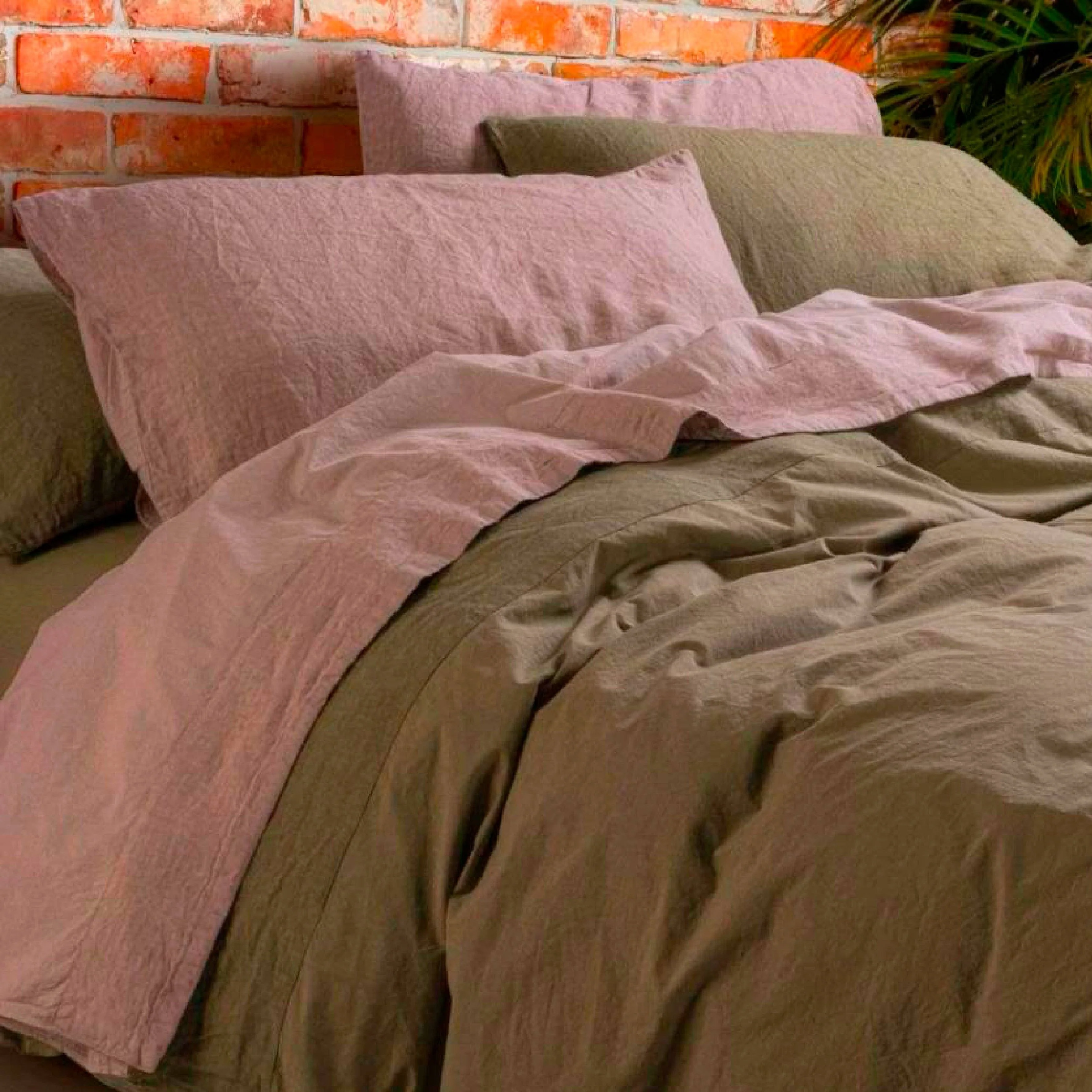 Image of Completo Lenzuola Cotone e Lino <br>StoneWashed No Stiro - Loira
