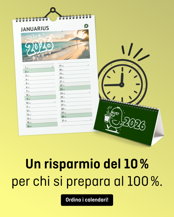 Calendario da parete gennaio 2026 con foto di spiaggia e calendario da tavolo 2026, offerta 10% di sconto sull'ordine del calendario