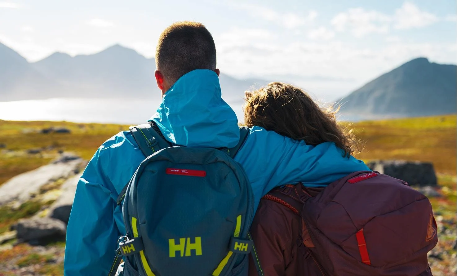 Couple wearing Helly Hansen backpacks