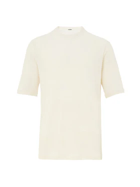 T-Shirt Bianco Crema in Cotone Garzato Jil Sander